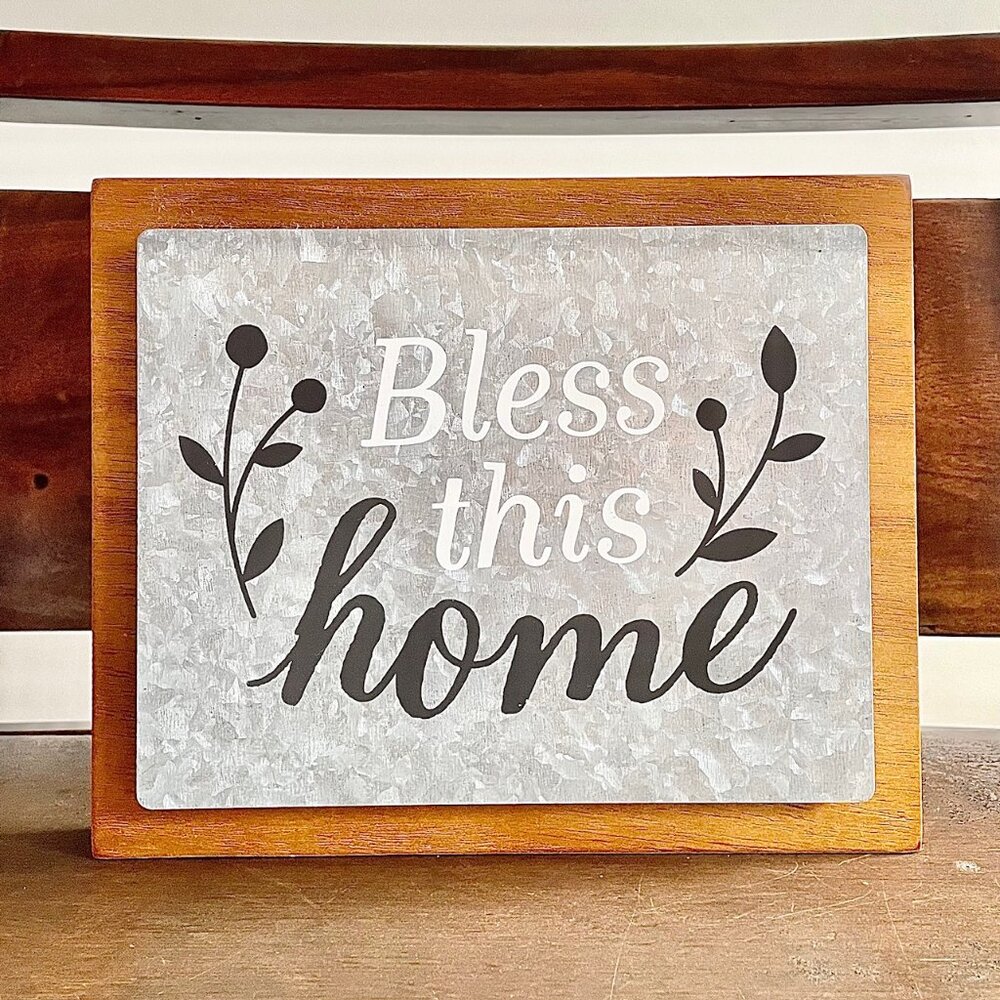 Day Spring Bless This Home Metal Wood Decor Wall Hanging Art Plaque Christian